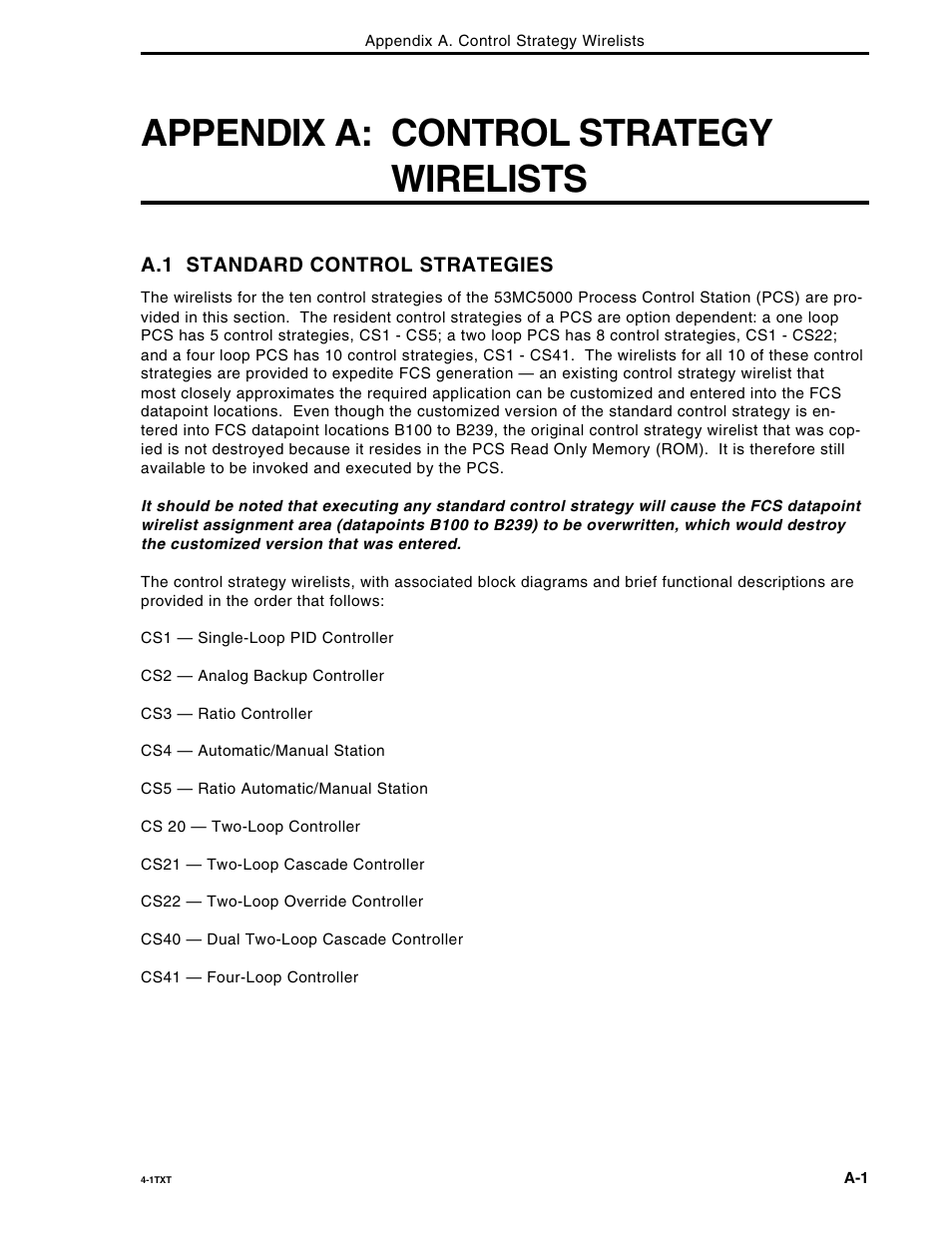 Appendix a: control strategy wirelists, A.1 standard control strategies | Micromod Micro-DCI: 53MC5000 Multi-Loop Process Controller FLEXIBLE CONTROL STRATEGIES User Manual | Page 91 / 201