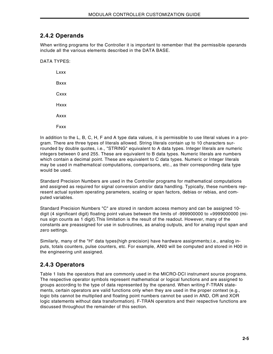2 operands, 3 operators | Micromod Micro-DCI: 53MC5000 Multi-Loop Process Controller CUSTOMIZATION GUIDE User Manual | Page 12 / 123