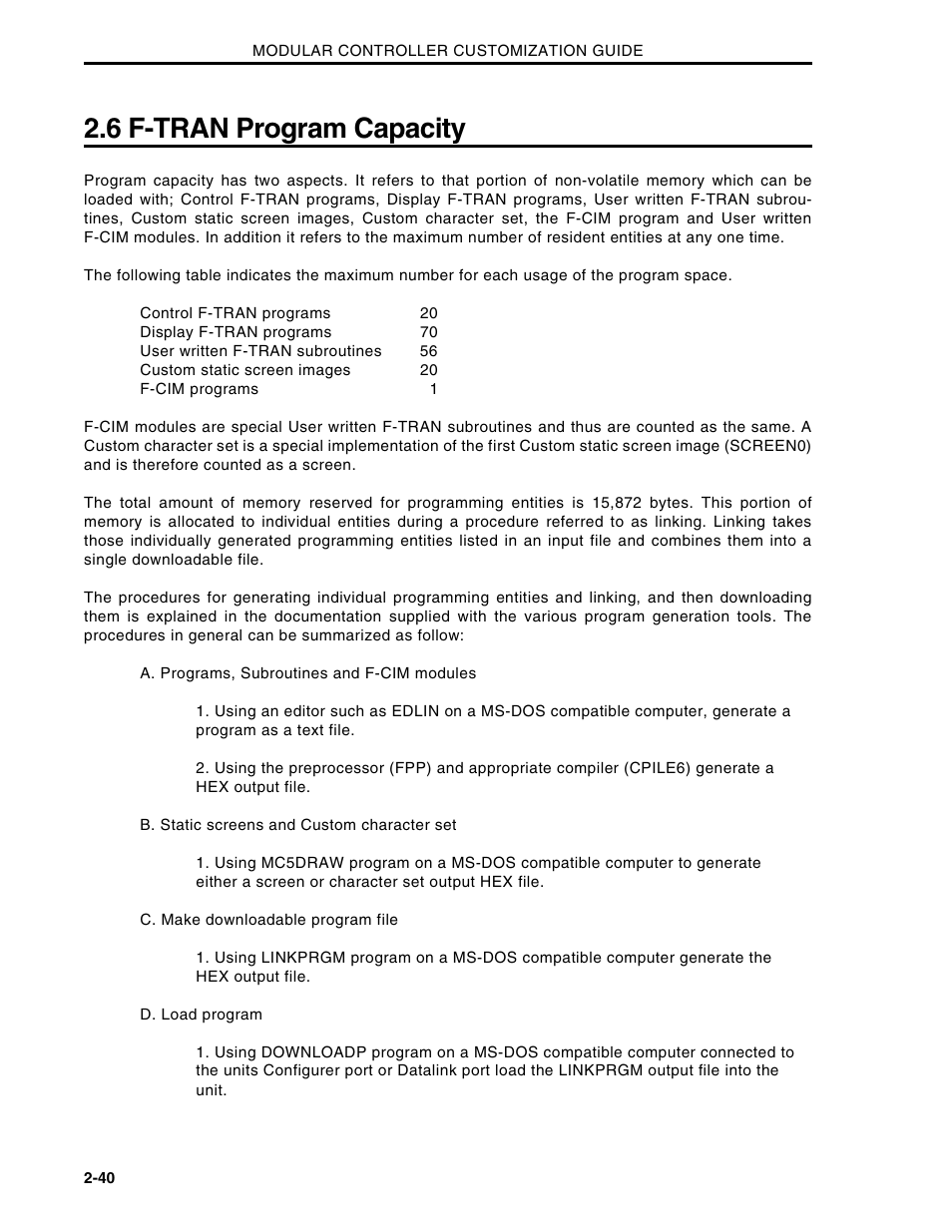 6 f-tran program capacity | Micromod Micro-DCI: 53MC5000 Multi-Loop Process Controller CUSTOMIZATION GUIDE User Manual | Page 47 / 123