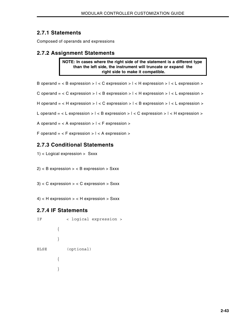 1 statements, 2 assignment statements, 3 conditional statements | 4 if statements | Micromod Micro-DCI: 53MC5000 Multi-Loop Process Controller CUSTOMIZATION GUIDE User Manual | Page 50 / 123