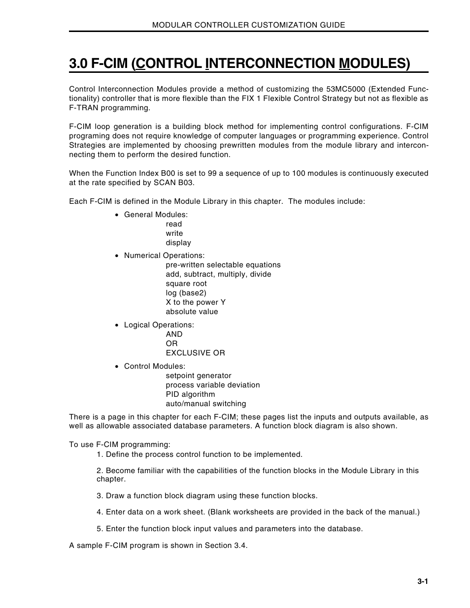 0 f-cim (control interconnection modules) | Micromod Micro-DCI: 53MC5000 Multi-Loop Process Controller CUSTOMIZATION GUIDE User Manual | Page 53 / 123