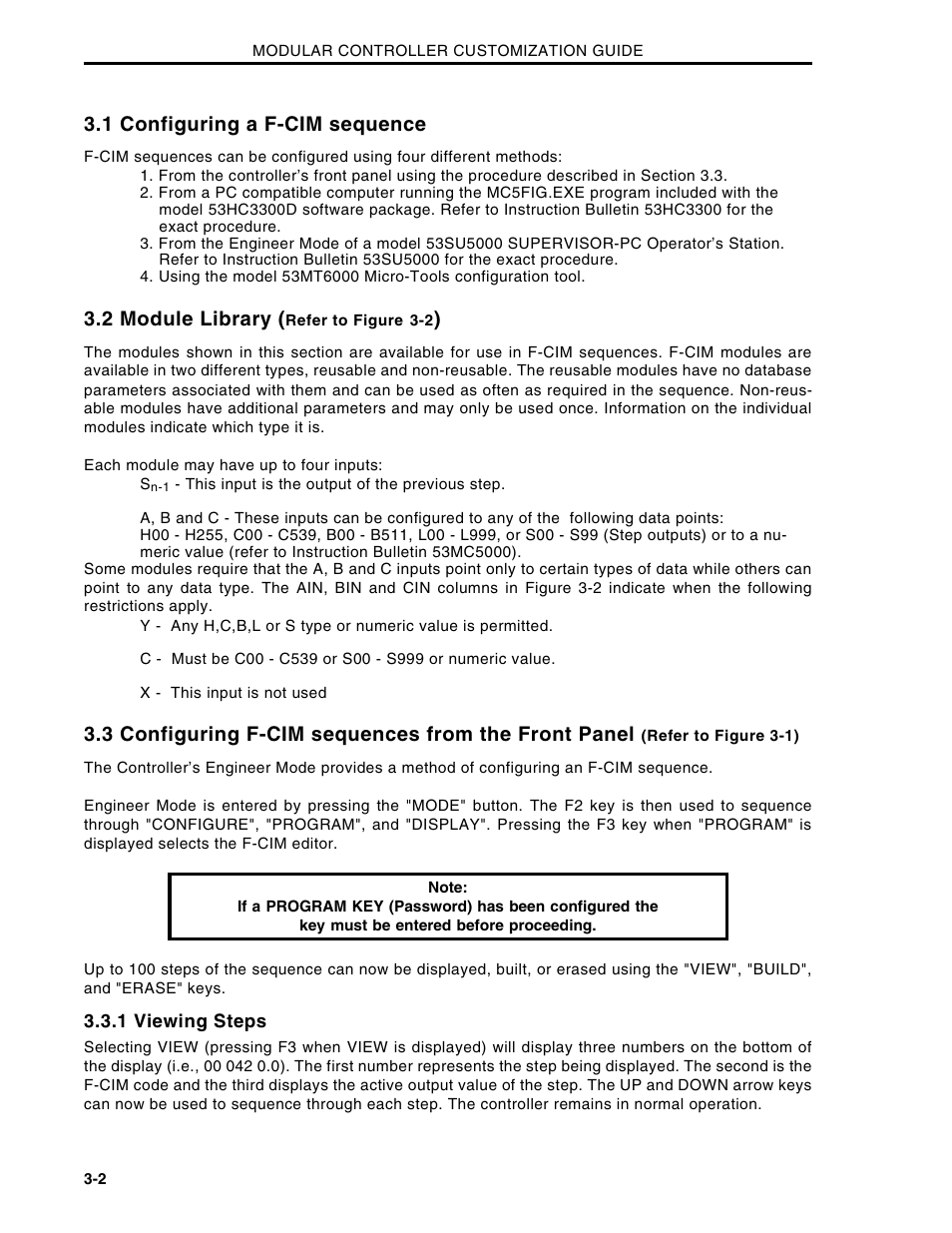 1 configuring an f-cim sequence, 2 module library, 3 configuring f-cim sequences from the front panel | 1 configuring a f-cim sequence | Micromod Micro-DCI: 53MC5000 Multi-Loop Process Controller CUSTOMIZATION GUIDE User Manual | Page 54 / 123