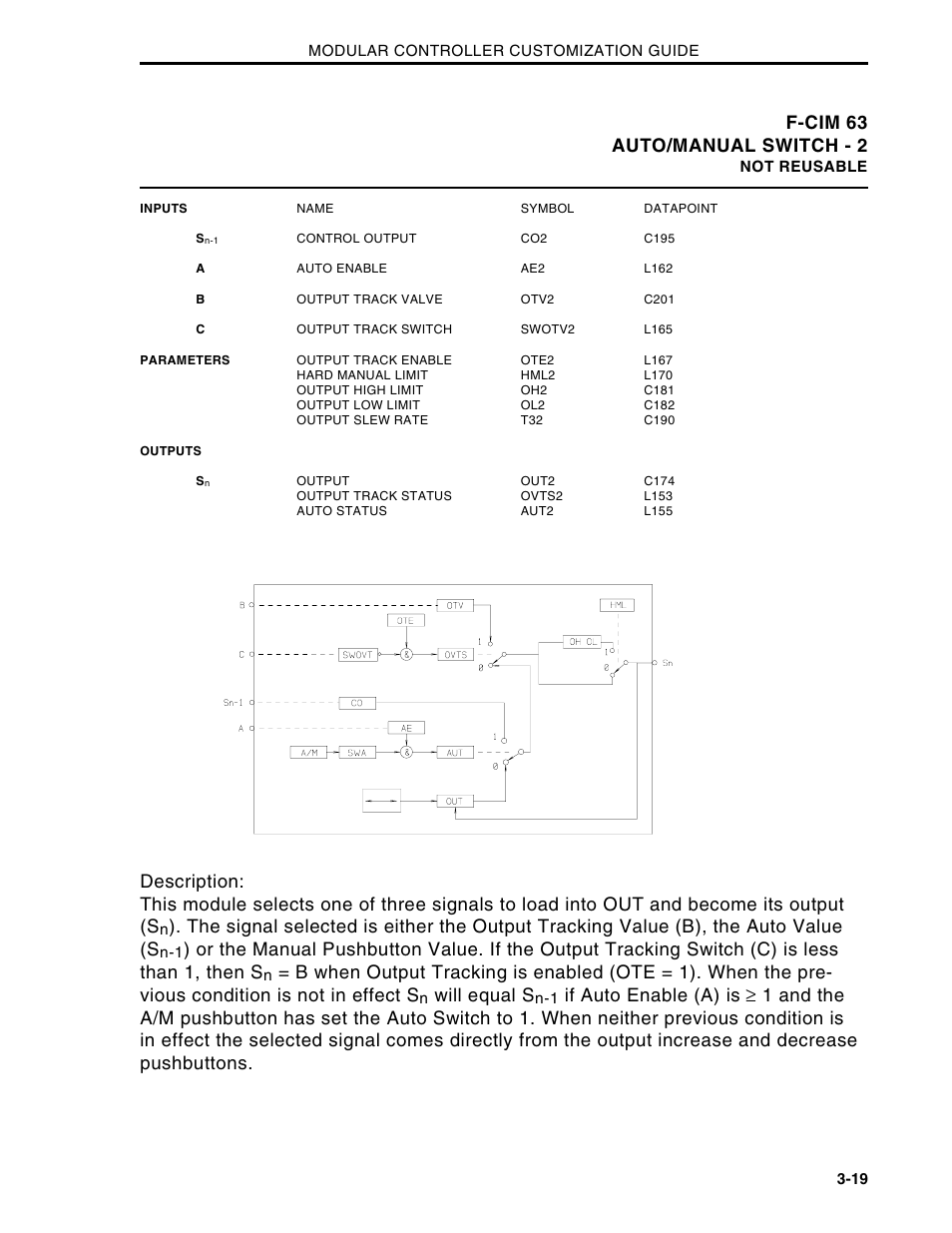 F-cim 63 auto/manual switch - 2, Will equal s | Micromod Micro-DCI: 53MC5000 Multi-Loop Process Controller CUSTOMIZATION GUIDE User Manual | Page 71 / 123