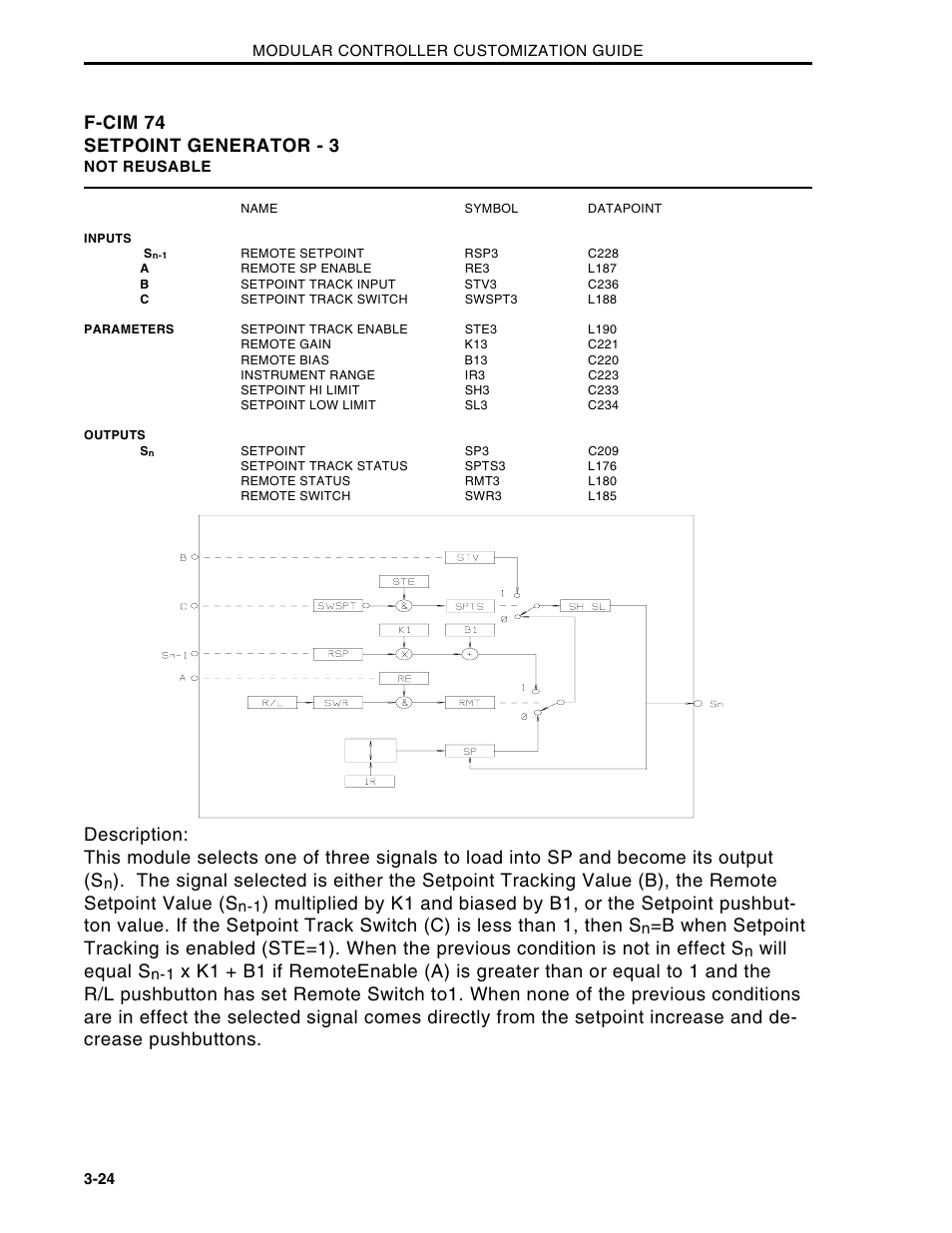 F-cim 74 setpoint generator - 3, Will equal s | Micromod Micro-DCI: 53MC5000 Multi-Loop Process Controller CUSTOMIZATION GUIDE User Manual | Page 76 / 123