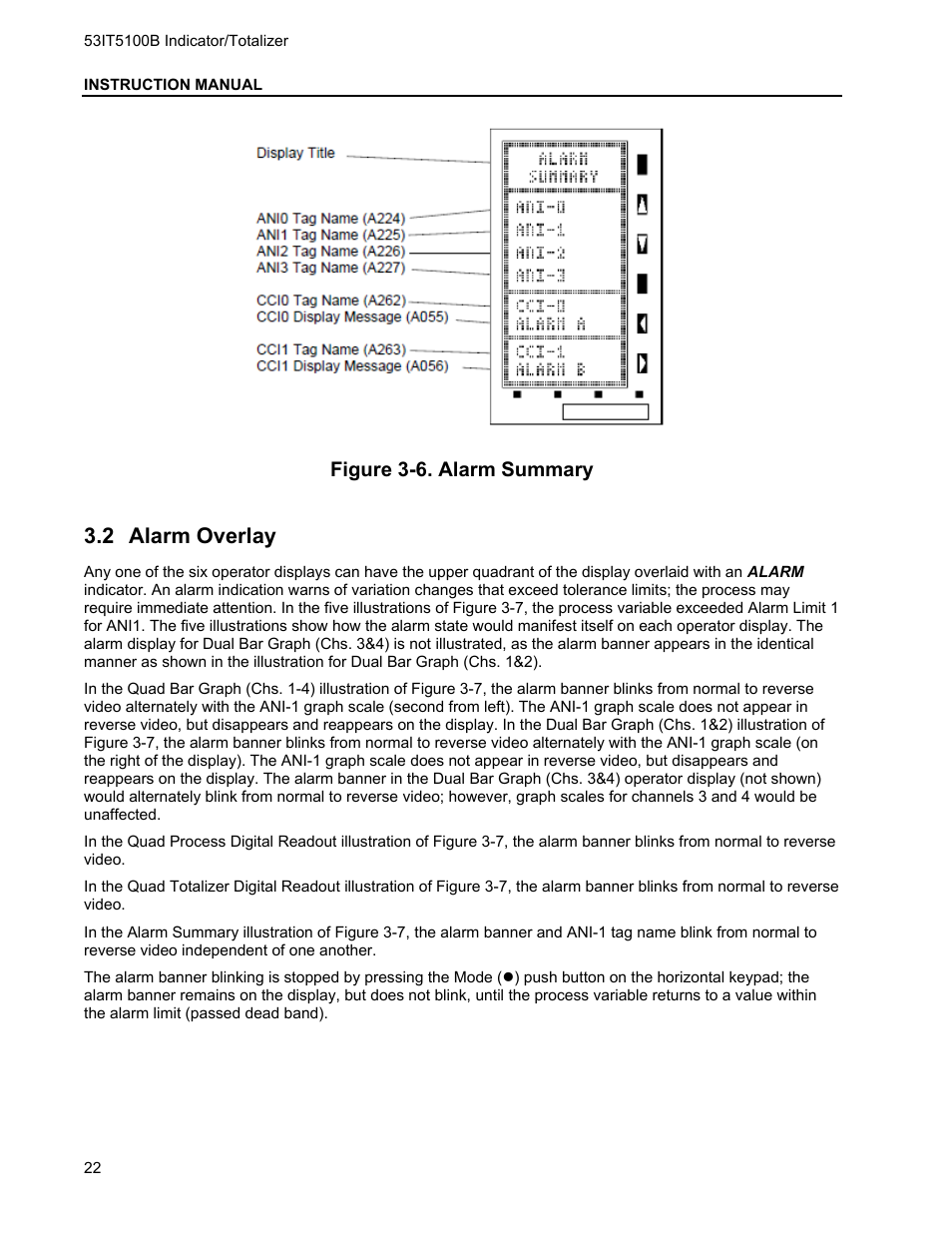 2 alarm overlay, Larm, Verlay | Micromod Micro-DCI: 53IT5100B Micro-DCI 4-Channel Indicator Totalizer User Manual | Page 26 / 71