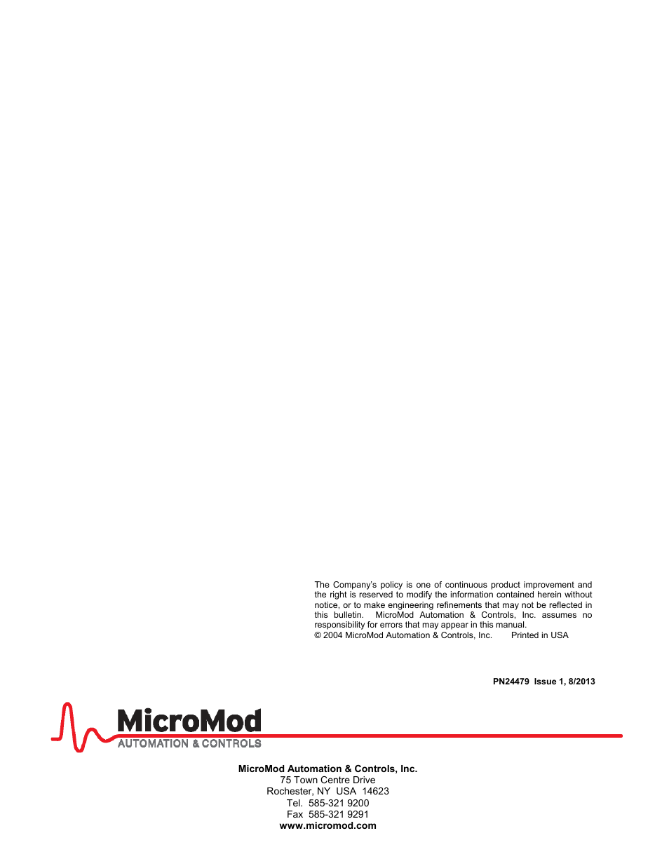 Micromod Micro-DCI: 53IT5100B Micro-DCI 4-Channel Indicator Totalizer User Manual | Page 71 / 71