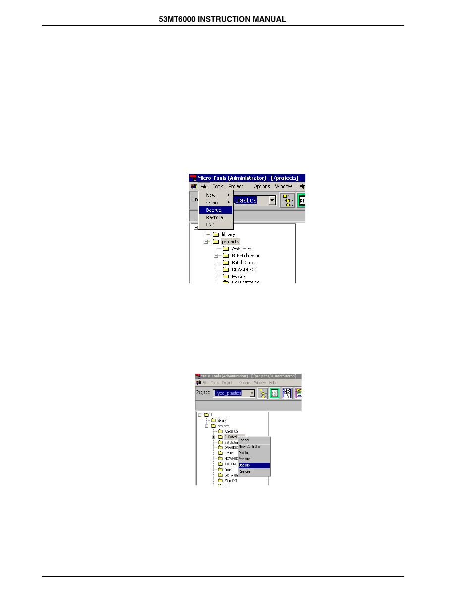 3 project backup and restore | Micromod Micro-DCI: 53MT6000 Micro-Tools User Manual | Page 48 / 144