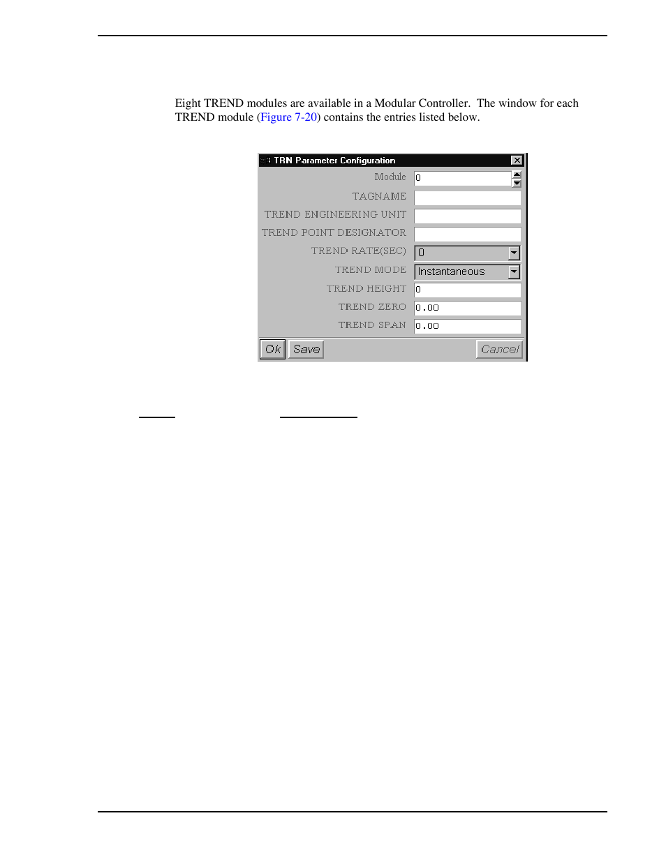 11 trend menu, Figure 7-20. trend configuration window | Micromod Micro-DCI: 53MT6000 Micro-Tools User Manual | Page 85 / 144