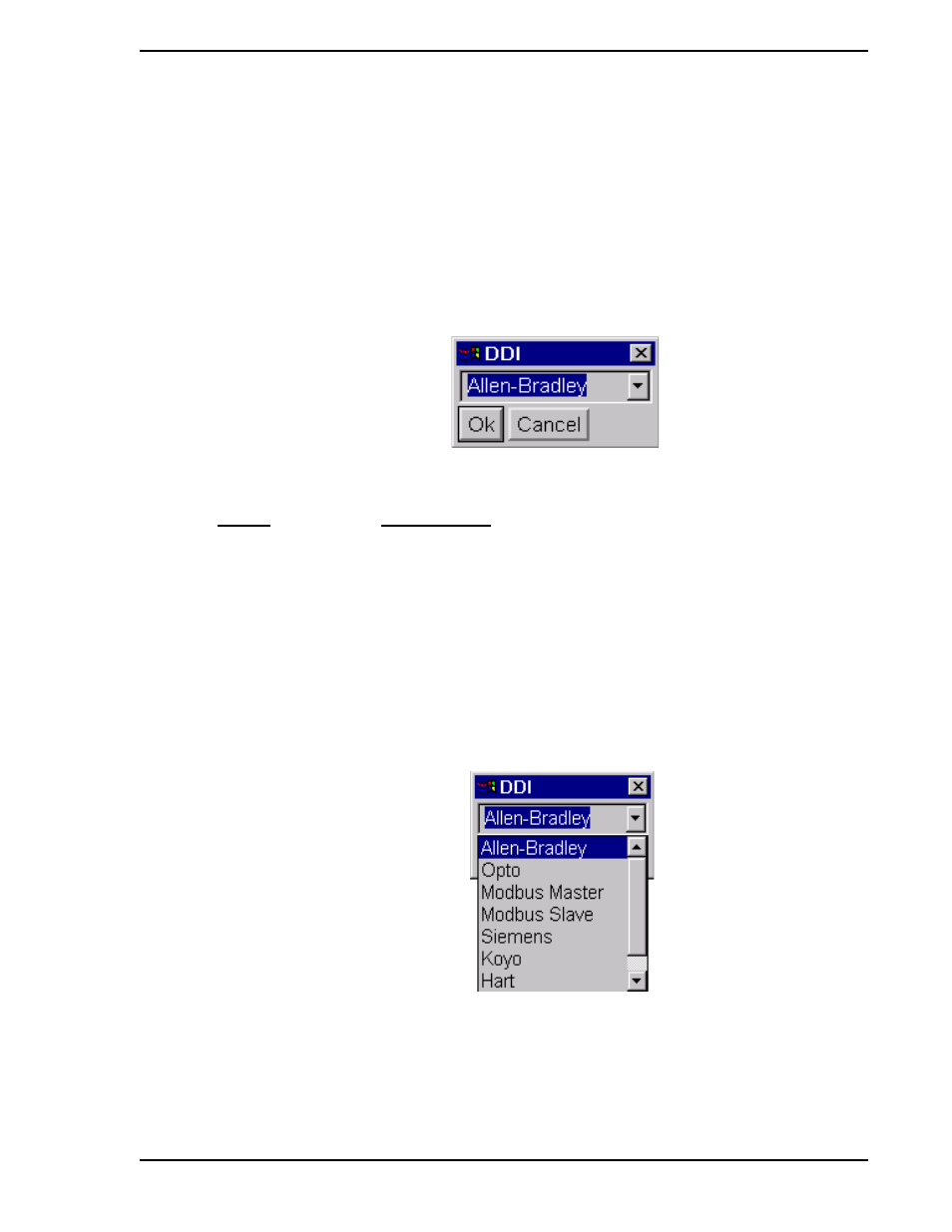 16 ddi menu, Figure 7-25. ddi selection window, Figure 7-26. drop-down menu | Micromod Micro-DCI: 53MT6000 Micro-Tools User Manual | Page 93 / 144