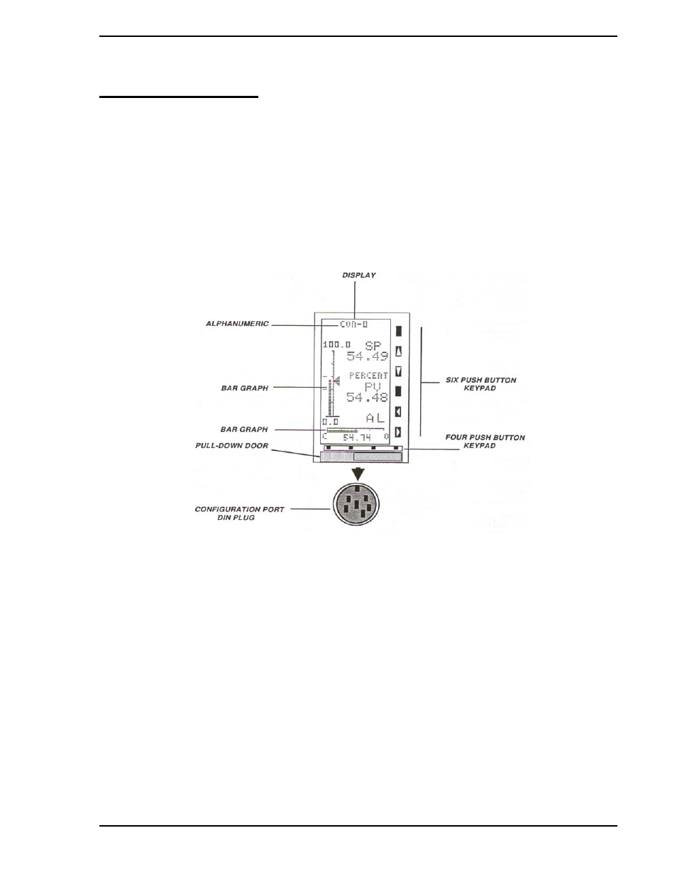 0 front panel, 1 front panel introduction, 2 front panel display | 0 - front panel, Figure 3-1. front panel, Section 3, front panel, This section prov | Micromod Micro-DCI: 53SL5100A Single Loop Controller User Manual | Page 27 / 152