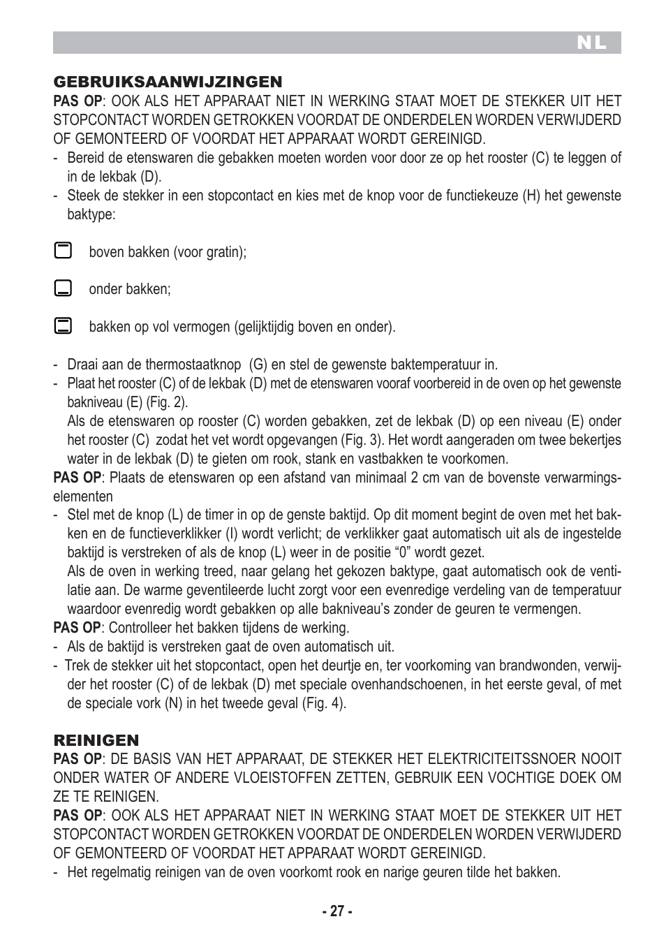 ARIETE Bon Cuisine 250 Stainless Steel Oven User Manual | Page 29 / 46