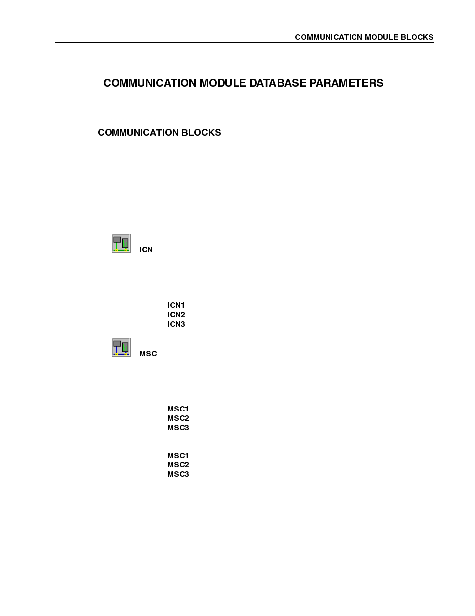 4 - communication module database parameters, Communication blocks, 4communication module database parameters | Micromod MOD: 1800P - MOD 30ML Identity Module (Version 2) System, I/O and Communications Functions User Manual | Page 83 / 272