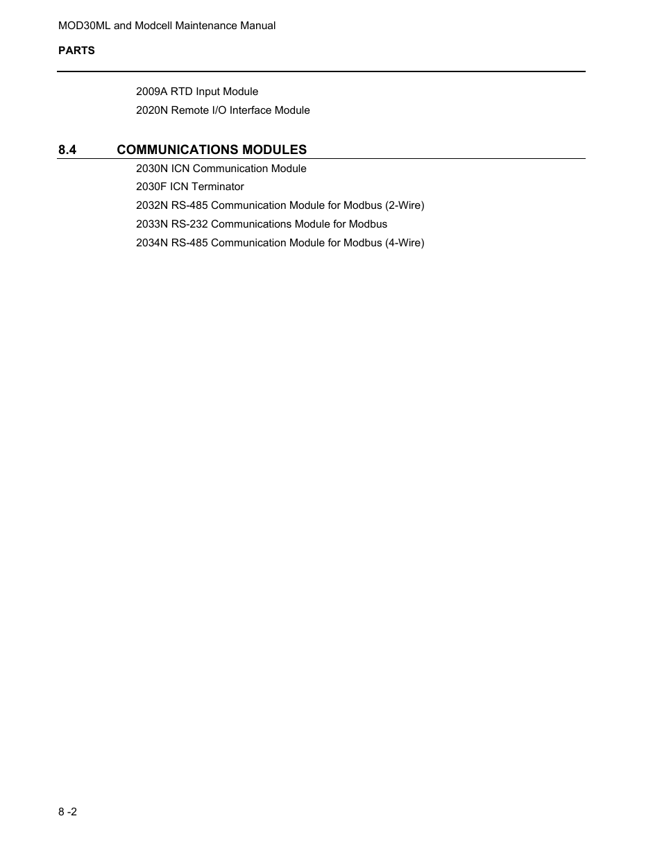 4 communications modules | Micromod MOD: 30ML and Modcell Maintenance for 2001N, 2002N, and 1800R User Manual | Page 111 / 152
