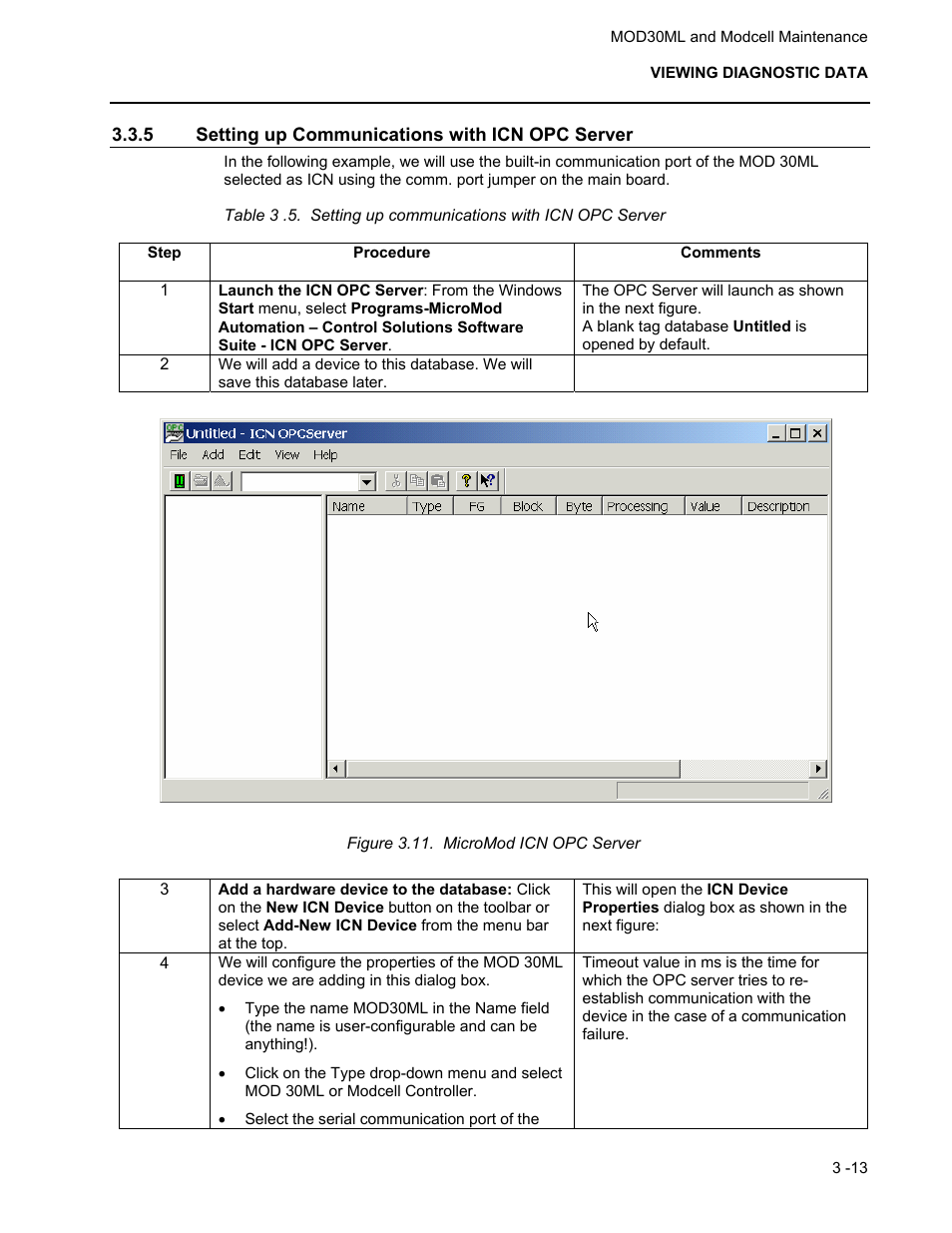 5 setting up communications with icn opc server | Micromod MOD: 30ML and Modcell Maintenance for 2001N, 2002N, and 1800R User Manual | Page 29 / 152
