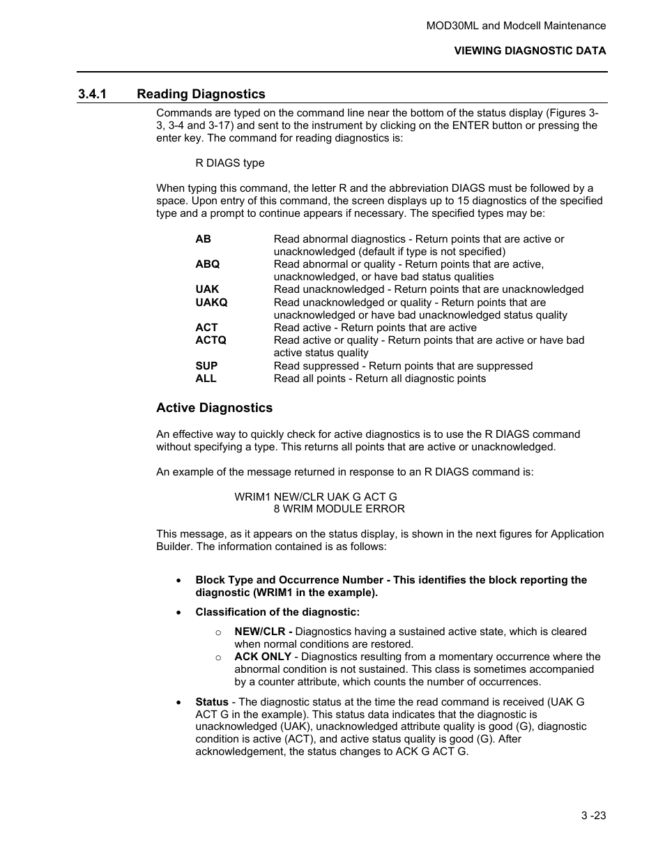 1 reading diagnostics | Micromod MOD: 30ML and Modcell Maintenance for 2001N, 2002N, and 1800R User Manual | Page 39 / 152