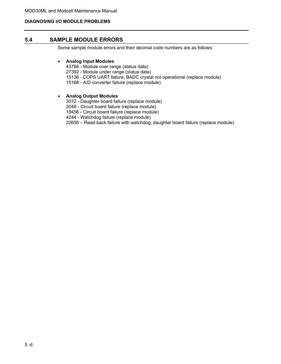 4 sample module errors | Micromod MOD: 30ML and Modcell Maintenance for 2001N, 2002N, and 1800R User Manual | Page 79 / 152
