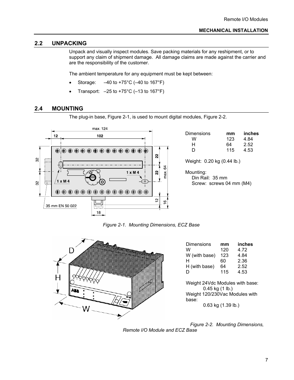 2 unpacking, 4 mounting | Micromod MOD: Remote I/O Modules for use with 2020N Remote I/O Interface Module User Manual | Page 11 / 42