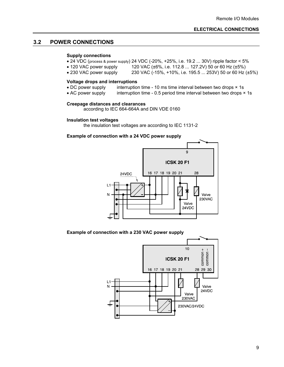 2 power connections | Micromod MOD: Remote I/O Modules for use with 2020N Remote I/O Interface Module User Manual | Page 13 / 42