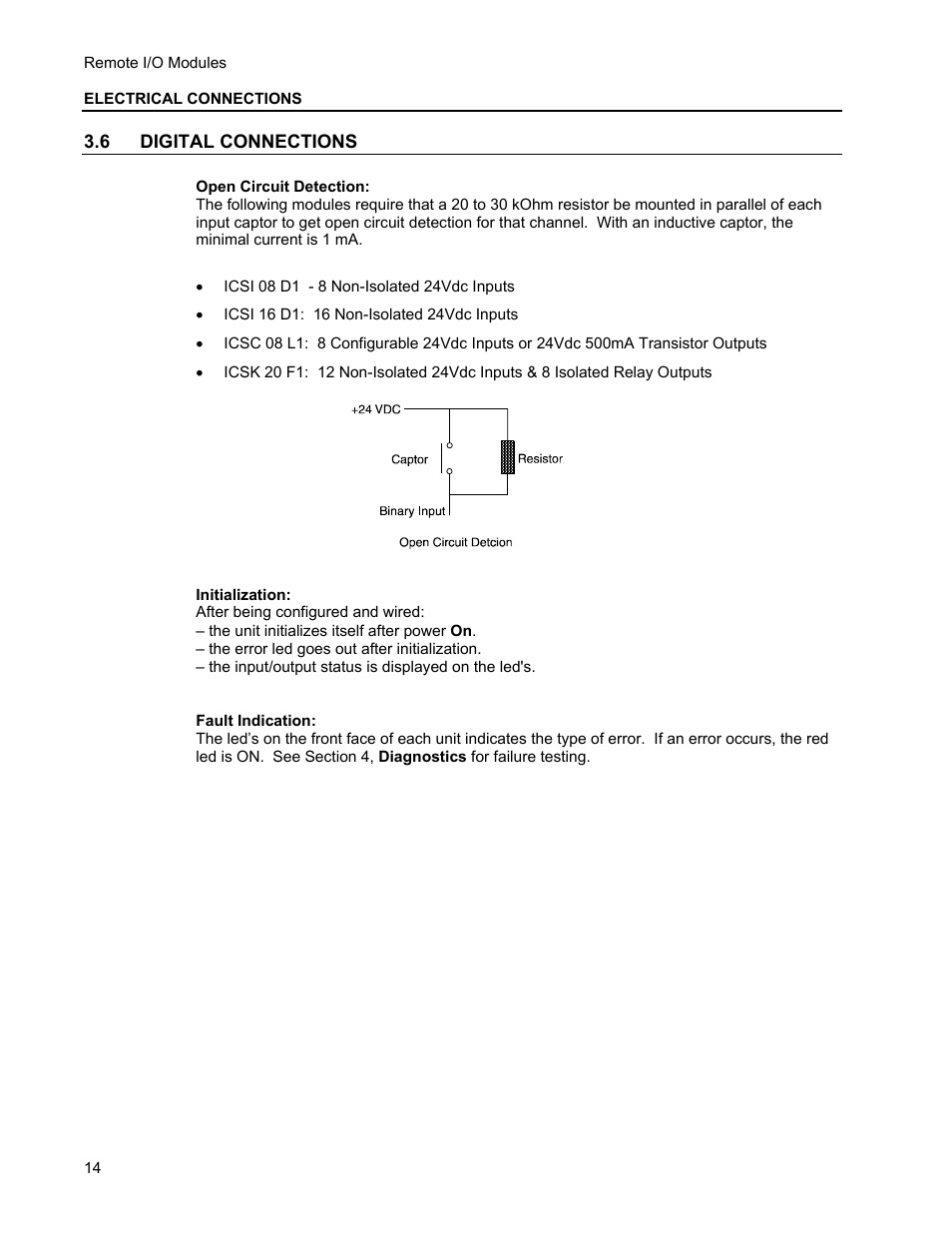 6 digital connections | Micromod MOD: Remote I/O Modules for use with 2020N Remote I/O Interface Module User Manual | Page 18 / 42