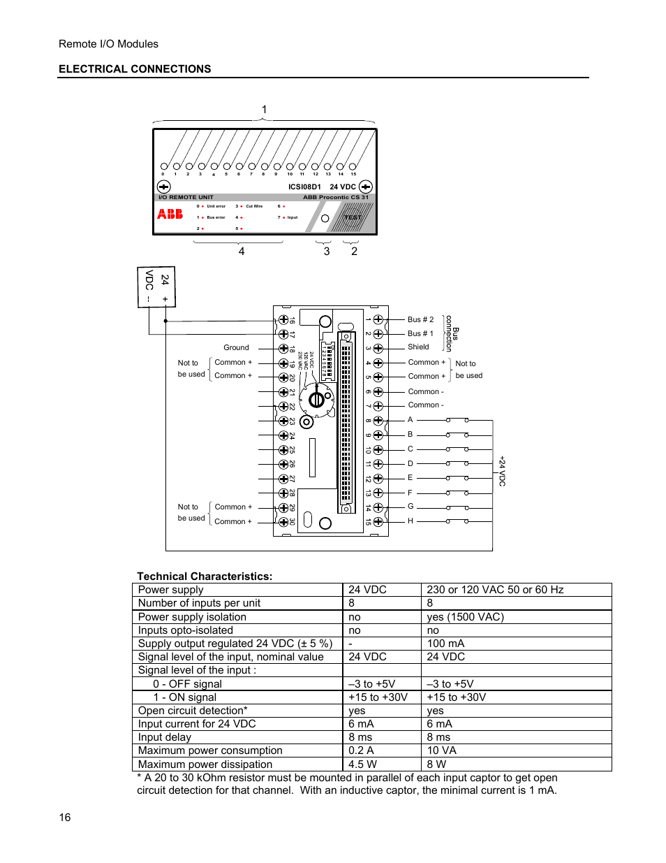 Remote i/o modules electrical connections | Micromod MOD: Remote I/O Modules for use with 2020N Remote I/O Interface Module User Manual | Page 20 / 42