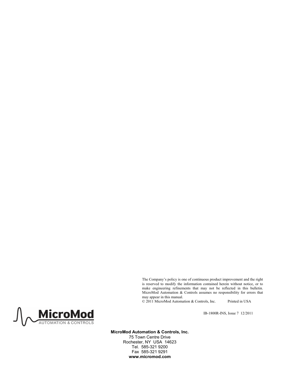 Rear cover | Micromod MOD: 30ML Installation User Manual | Page 106 / 106