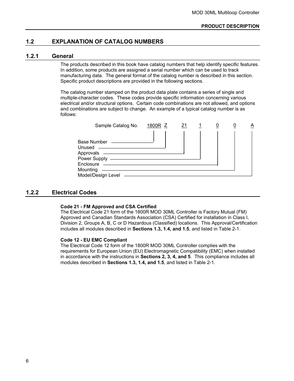 2 explanation of catalog numbers, 1 general, 2 electrical codes | Micromod MOD: 30ML Installation User Manual | Page 12 / 106