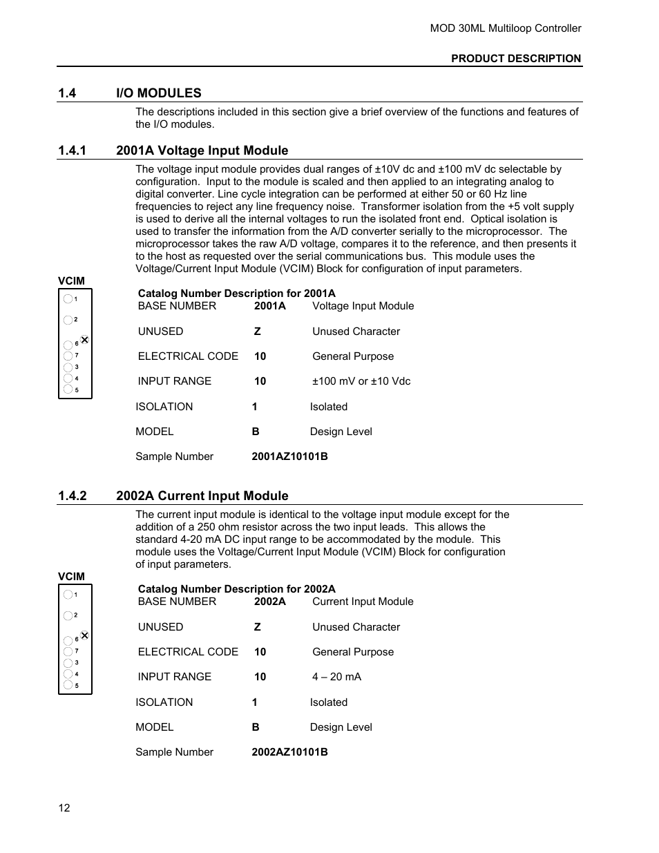 4 i/o modules, 1 2001a voltage input module, 2 2002a current input module | Micromod MOD: 30ML Installation User Manual | Page 18 / 106