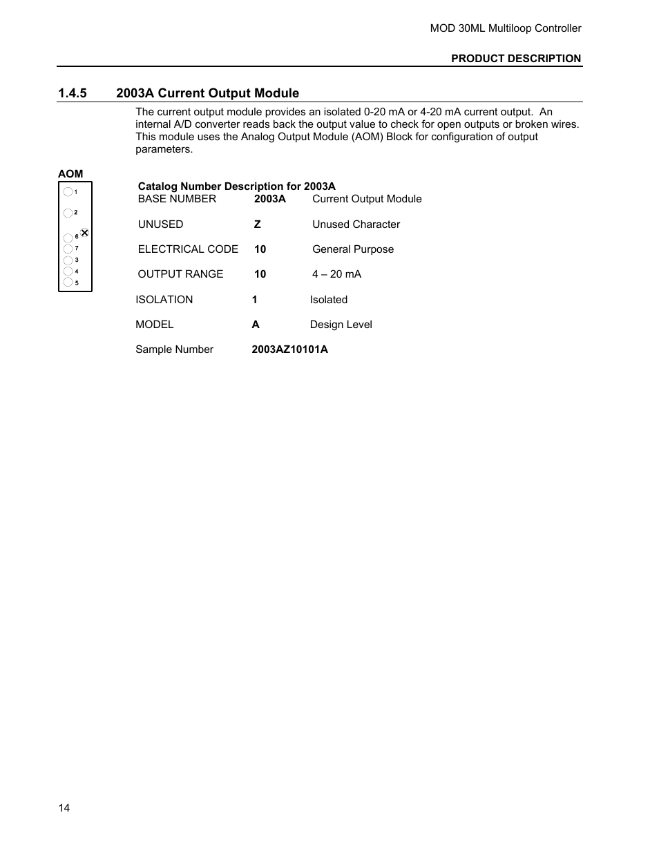 5 2003a current output module | Micromod MOD: 30ML Installation User Manual | Page 20 / 106