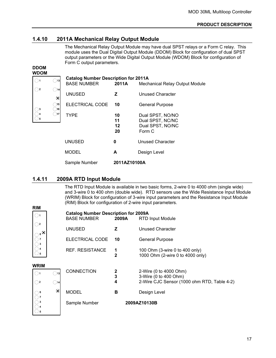 10 2011a mechanical relay output module, 11 2009a rtd input module | Micromod MOD: 30ML Installation User Manual | Page 23 / 106