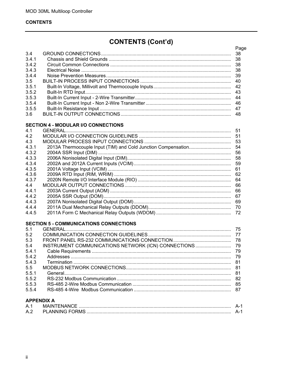 Contents (cont’d) | Micromod MOD: 30ML Installation User Manual | Page 4 / 106