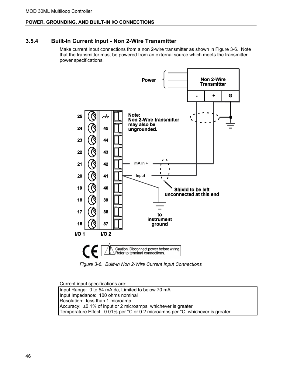 4 built-in current input - non 2-wire transmitter | Micromod MOD: 30ML Installation User Manual | Page 52 / 106