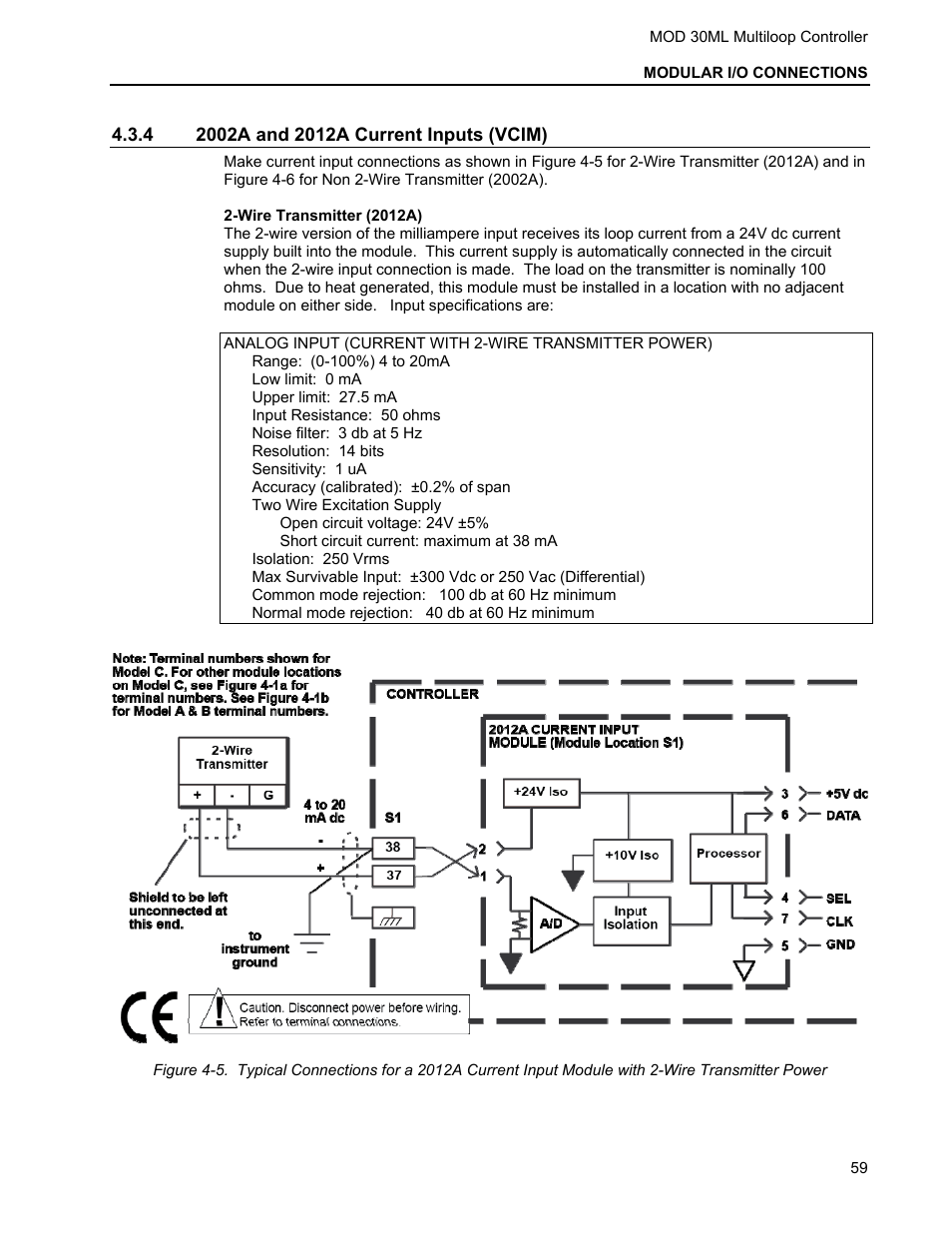 4 2002a and 2012a current inputs (vcim), Wire transmitter (2012a) | Micromod MOD: 30ML Installation User Manual | Page 65 / 106