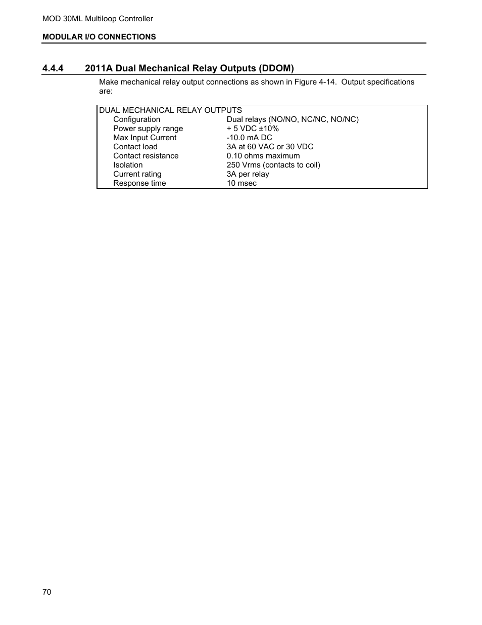4 2011a dual mechanical relay outputs (ddom) | Micromod MOD: 30ML Installation User Manual | Page 76 / 106