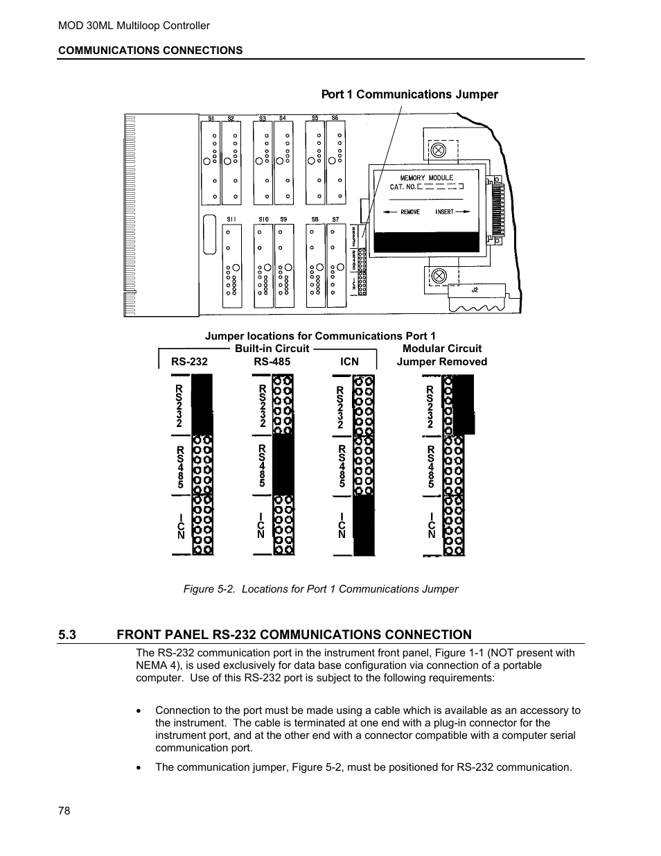 3 front panel rs-232 communications connection | Micromod MOD: 30ML Installation User Manual | Page 84 / 106