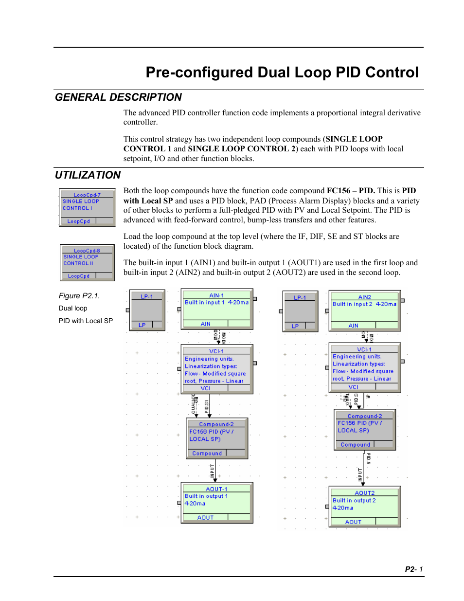 P2 dual loop, General description, Utilization | Pre-configured dual loop pid control | Micromod RetroPAK: SLC Configuration Manual User Manual | Page 107 / 394