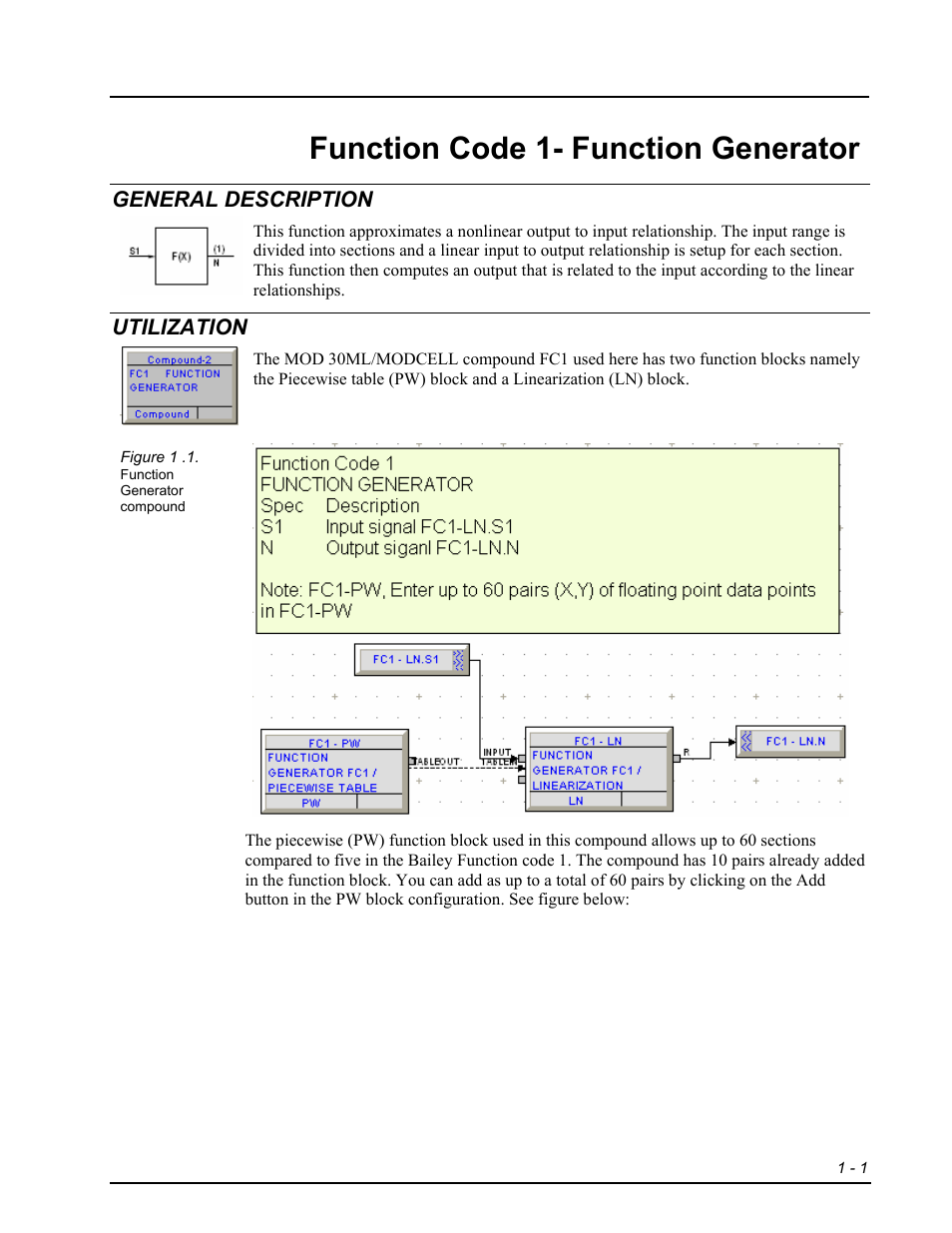 Fc1 - function generator, General description, Utilization | Function code 1- function generator | Micromod RetroPAK: SLC Configuration Manual User Manual | Page 209 / 394