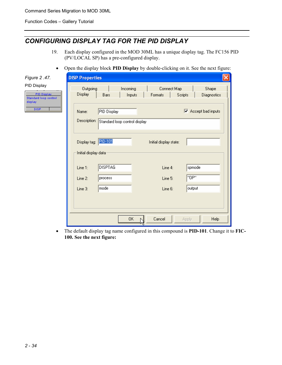 Configuring display tag for the pid display | Micromod RetroPAK: SLC Configuration Manual User Manual | Page 72 / 394