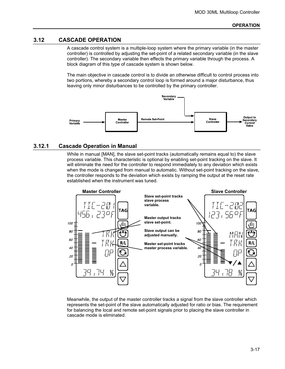 12 cascade operation, 1 cascade operation in manual | Micromod MOD: 30ML Operation and Template Setup User Manual | Page 49 / 84