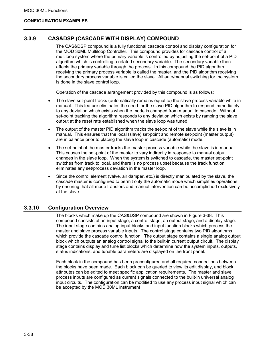 Cas&dsp (cascade with display) compound, Configuration overview | Micromod MOD: 30ML Functions Data Base Reference User Manual | Page 132 / 152