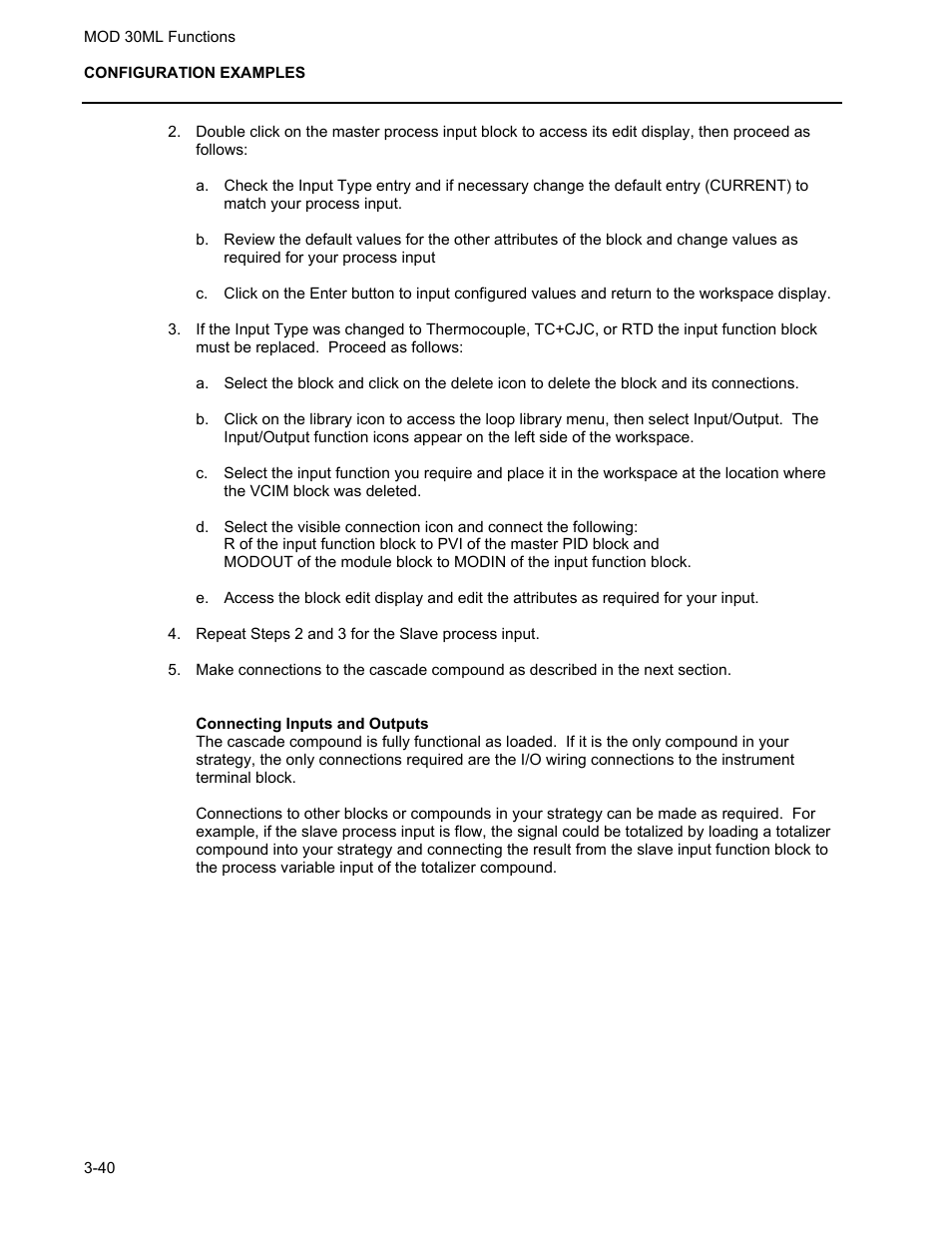 Connecting inputs and outputs | Micromod MOD: 30ML Functions Data Base Reference User Manual | Page 134 / 152