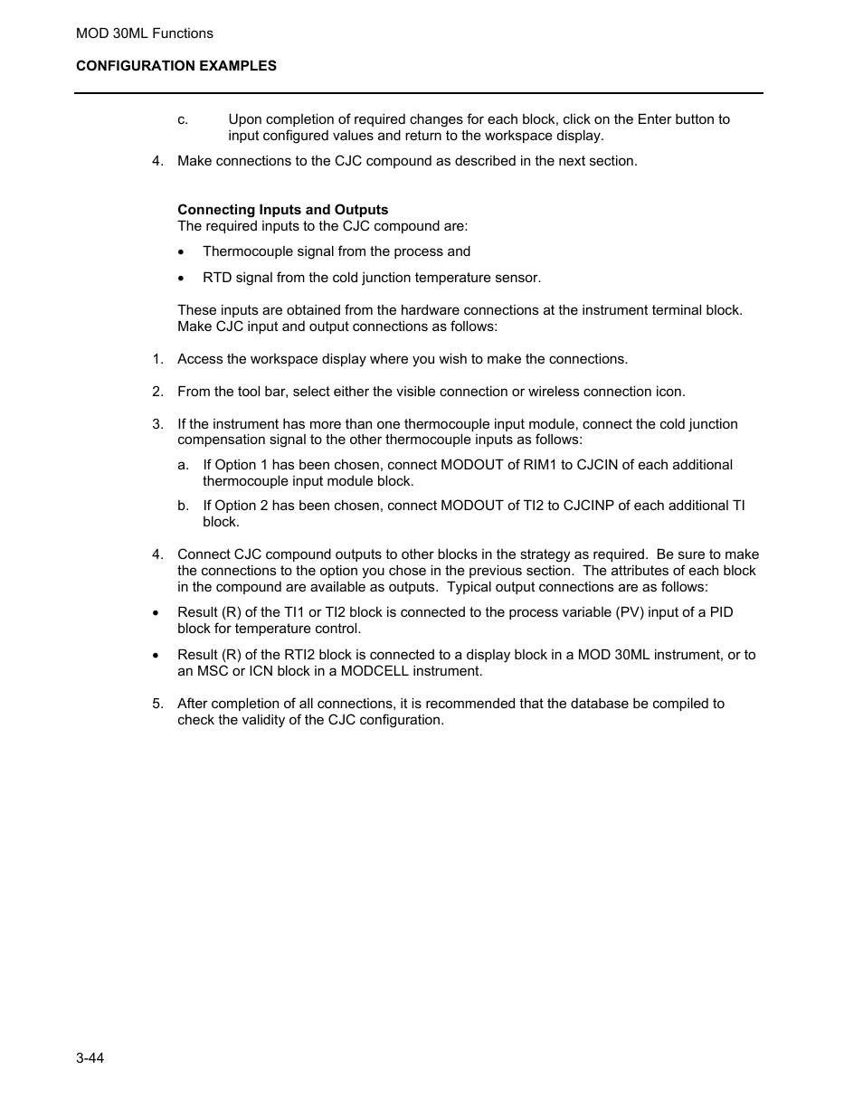 Connecting inputs and outputs | Micromod MOD: 30ML Functions Data Base Reference User Manual | Page 138 / 152