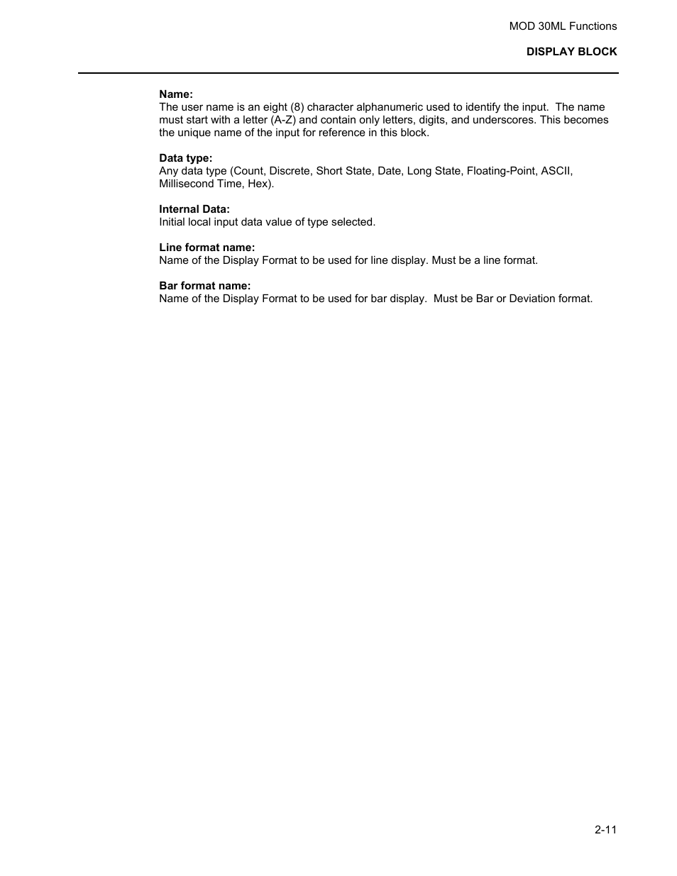 Micromod MOD: 30ML Functions Data Base Reference User Manual | Page 19 / 152