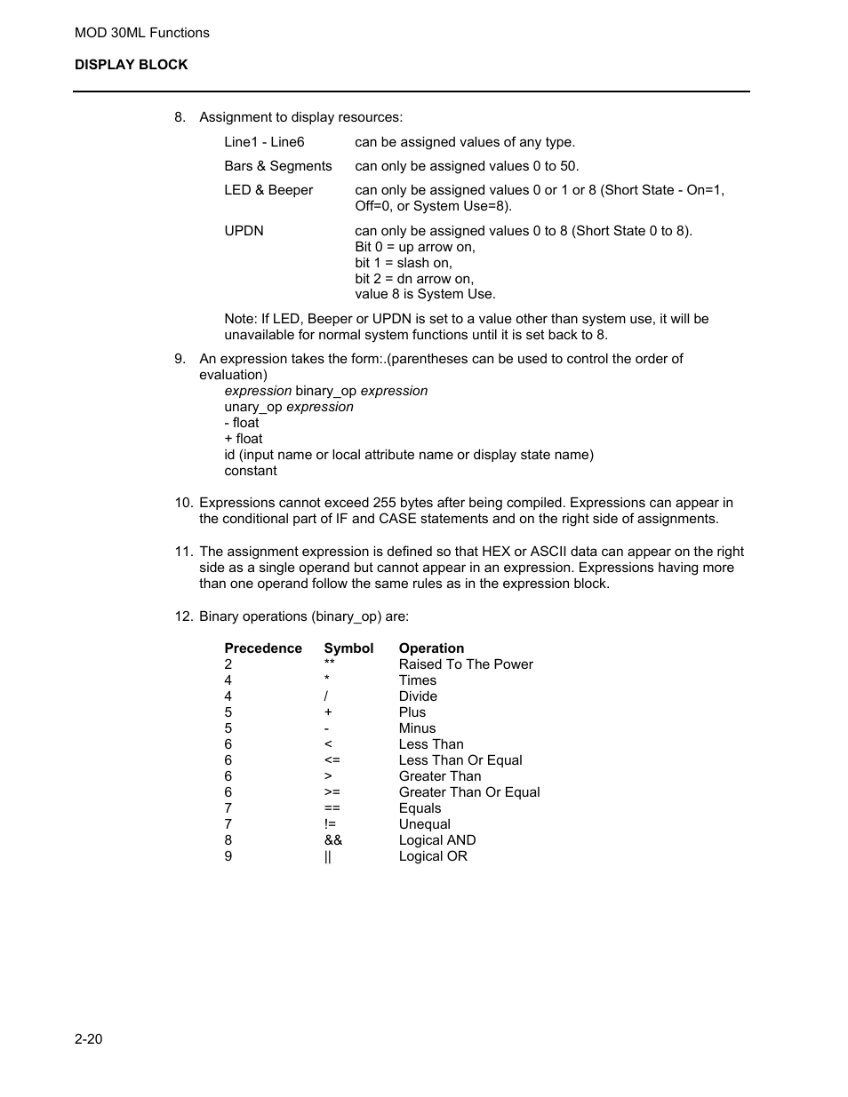 Micromod MOD: 30ML Functions Data Base Reference User Manual | Page 28 / 152