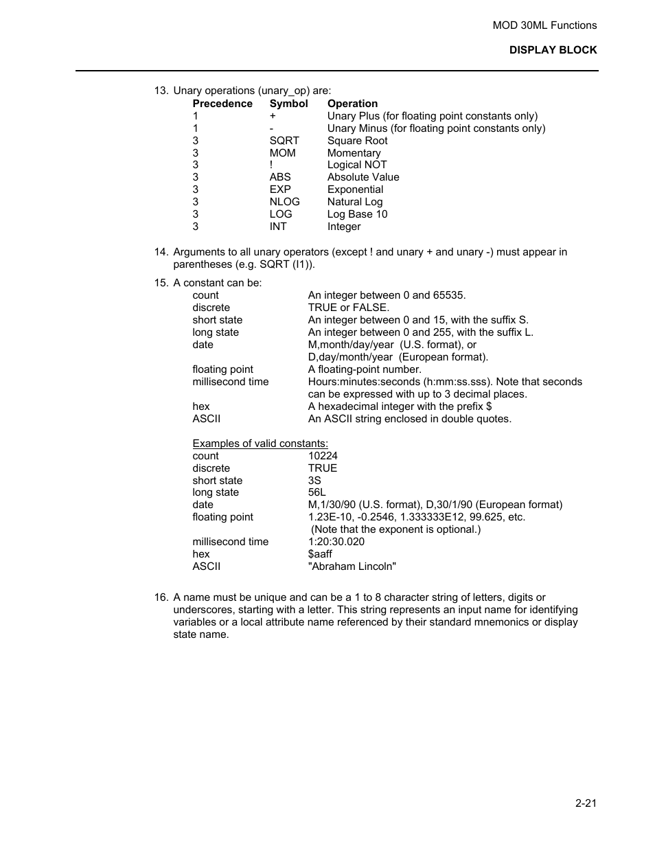 Micromod MOD: 30ML Functions Data Base Reference User Manual | Page 29 / 152