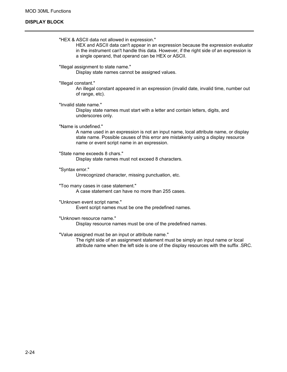 Micromod MOD: 30ML Functions Data Base Reference User Manual | Page 32 / 152