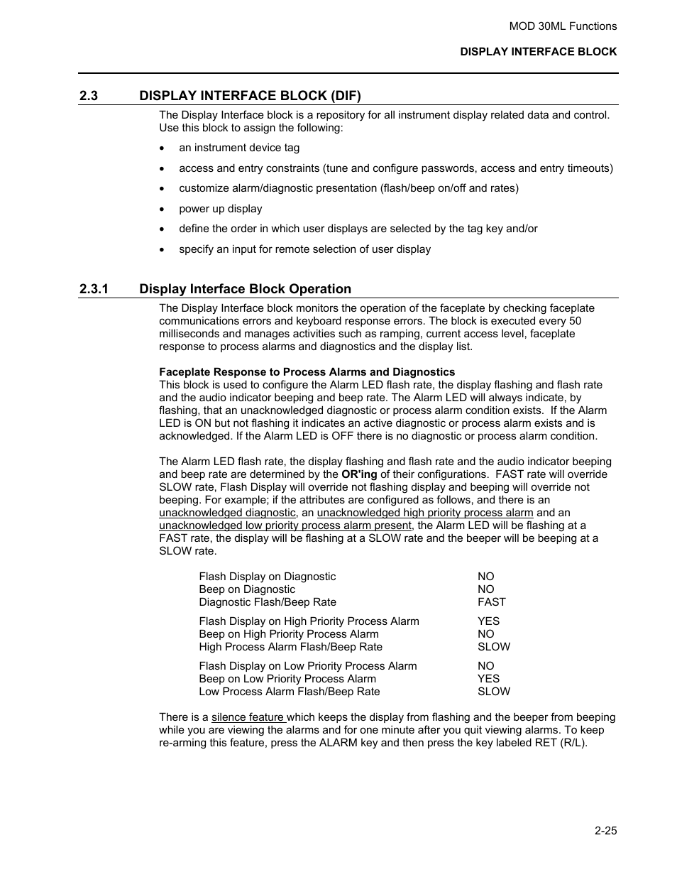 Display interface block (dif), Display interface block operation | Micromod MOD: 30ML Functions Data Base Reference User Manual | Page 33 / 152