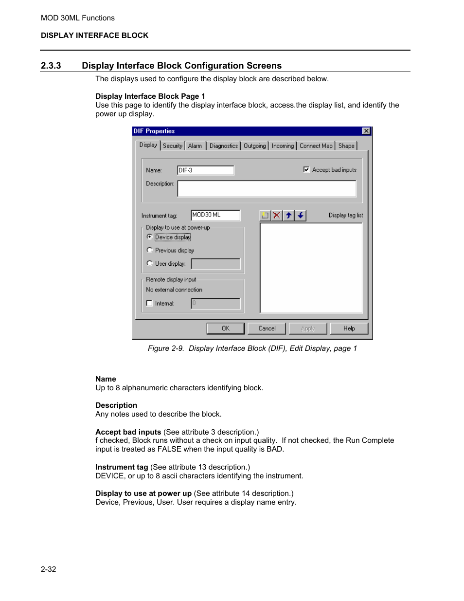 Display interface block configuration screens | Micromod MOD: 30ML Functions Data Base Reference User Manual | Page 40 / 152