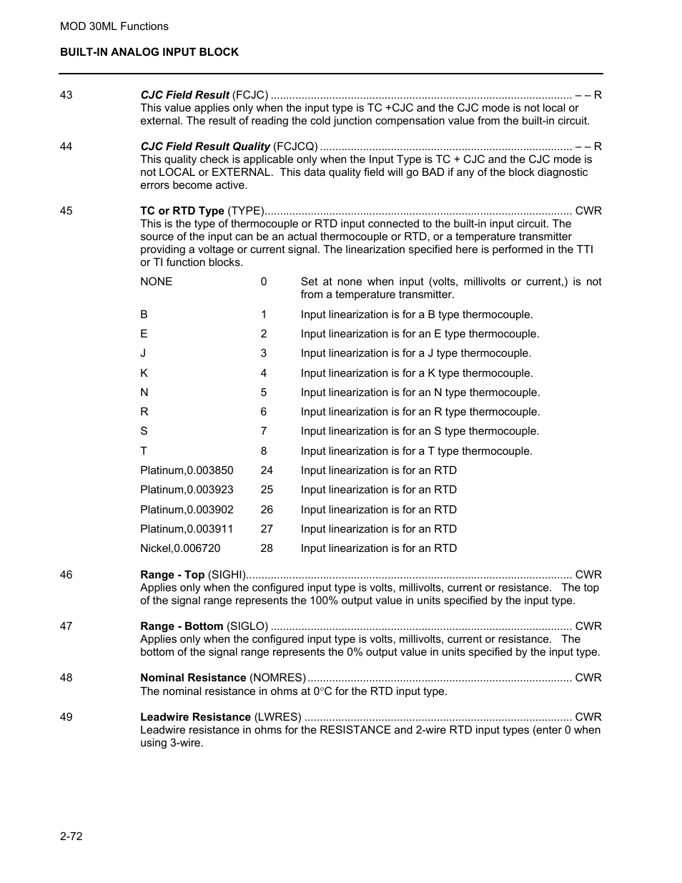 Micromod MOD: 30ML Functions Data Base Reference User Manual | Page 80 / 152