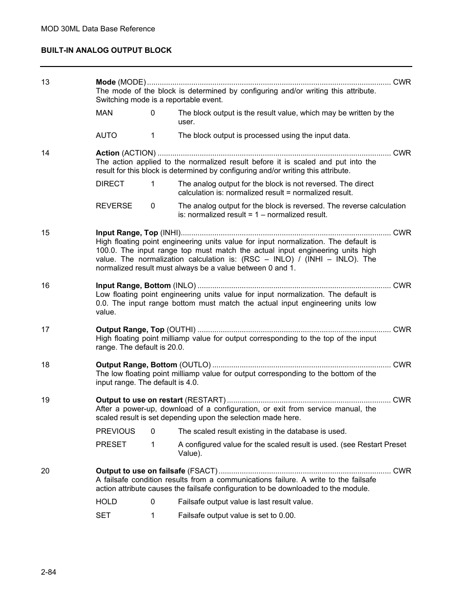 Micromod MOD: 30ML Functions Data Base Reference User Manual | Page 92 / 152