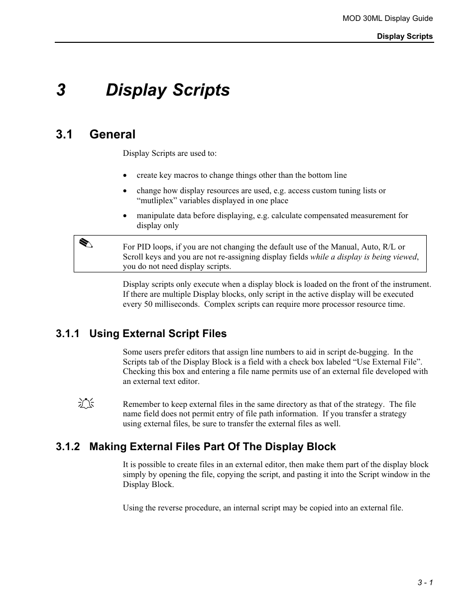 General, Using external script files, Making external files part of the display block | 3display scripts, 1 general | Micromod MOD: 30ML Display Script Guide User Manual | Page 39 / 98